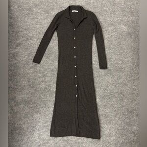 Zara Sweater Long Sleeve Gray Button Down Maxi Dress